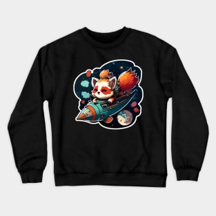 Riley the Red Panda but he's crashing his rocket ship Sticker Crewneck Sweatshirt